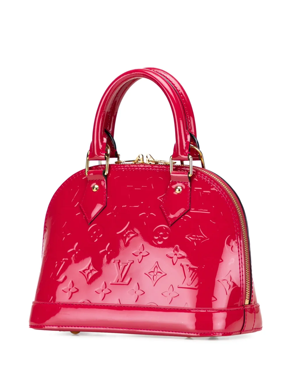 Pre-owned Louis Vuitton 2014 Monogram Vernis Alma Bb Satchel In Red
