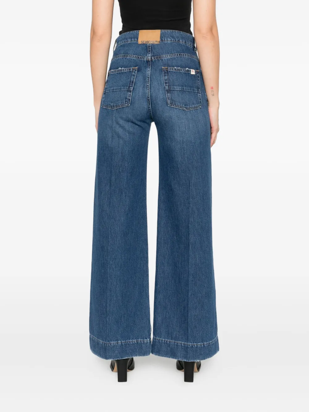 Semicouture Hayley Wide-leg Denim Jeans In Blue