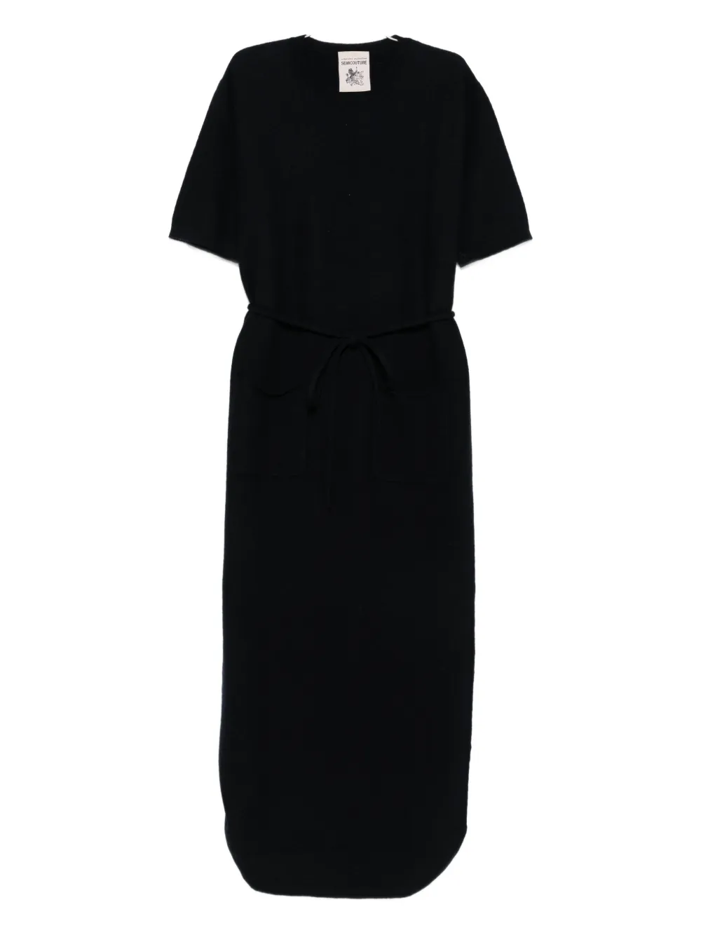 Semicouture Wool Tie Dress In Black