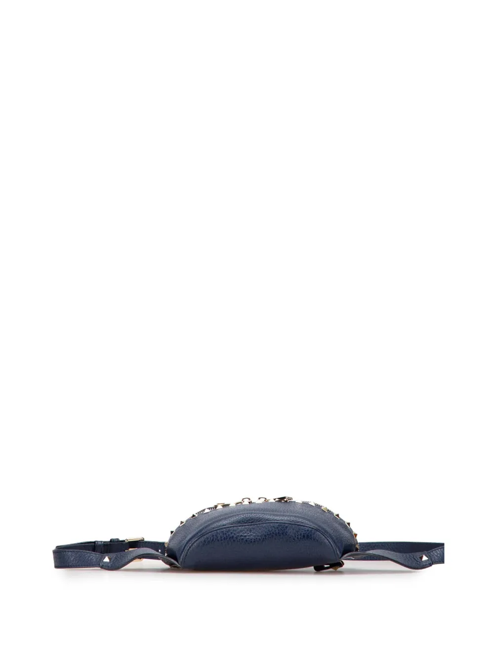 Pre-owned Valentino Garavani 2018-2025 Grained Calfskin Rockstud Belt Bag In Blue