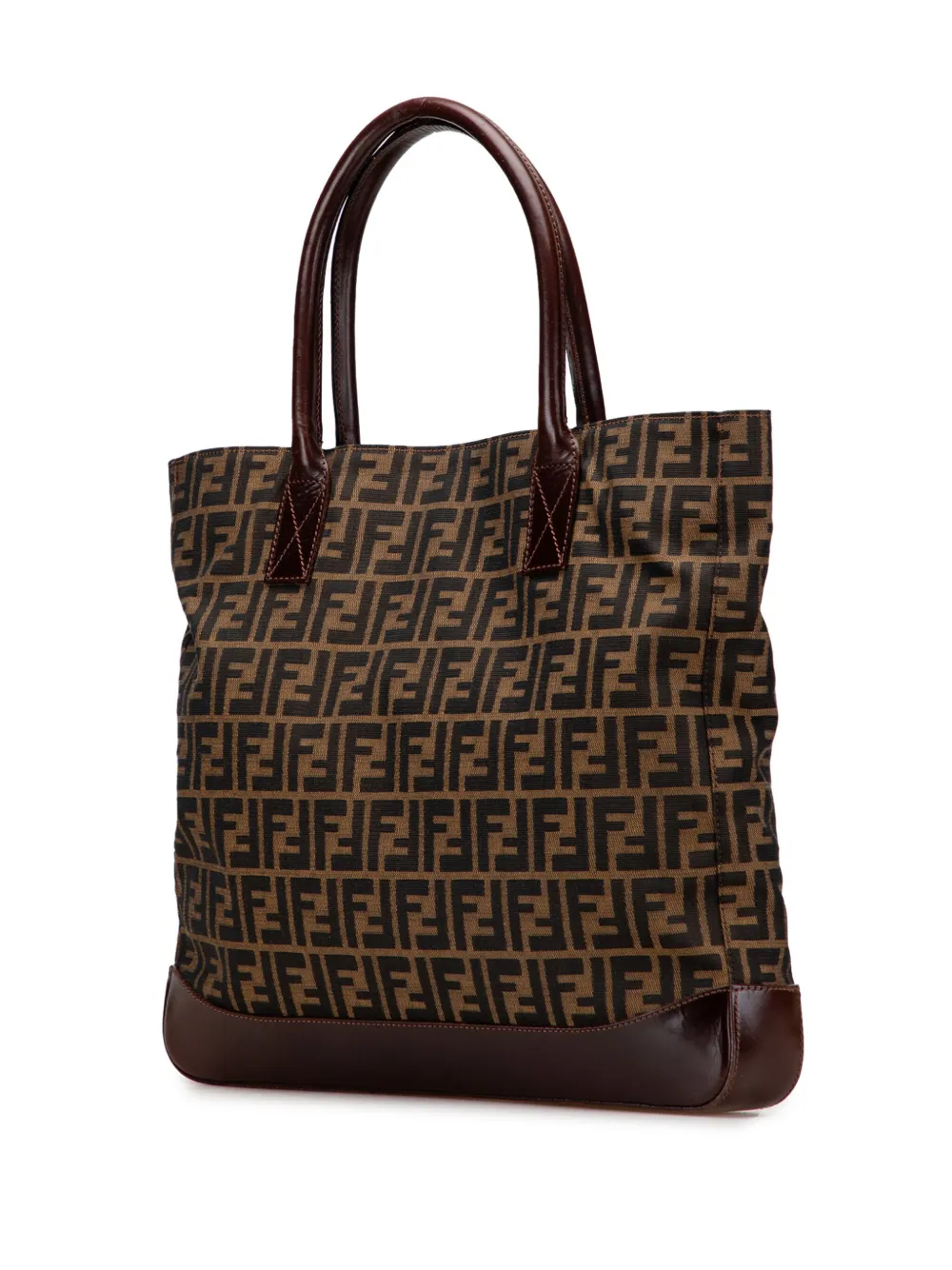 Pre-owned Fendi 2000-2010 Large Zucca Canvas Tote Bag In Brown