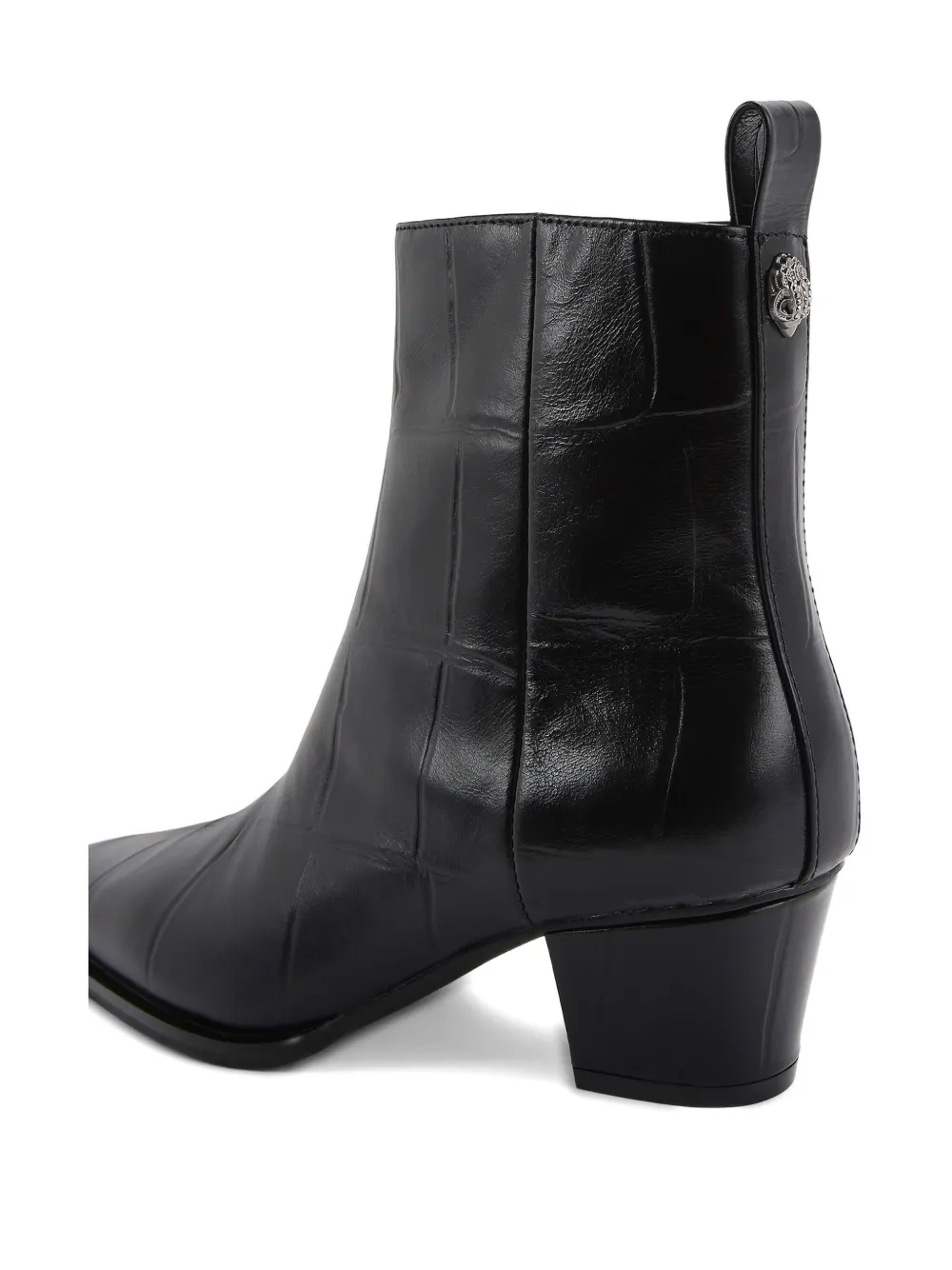 Kurt Geiger London 48mm croc-embossed eagle ankle boot Zwart