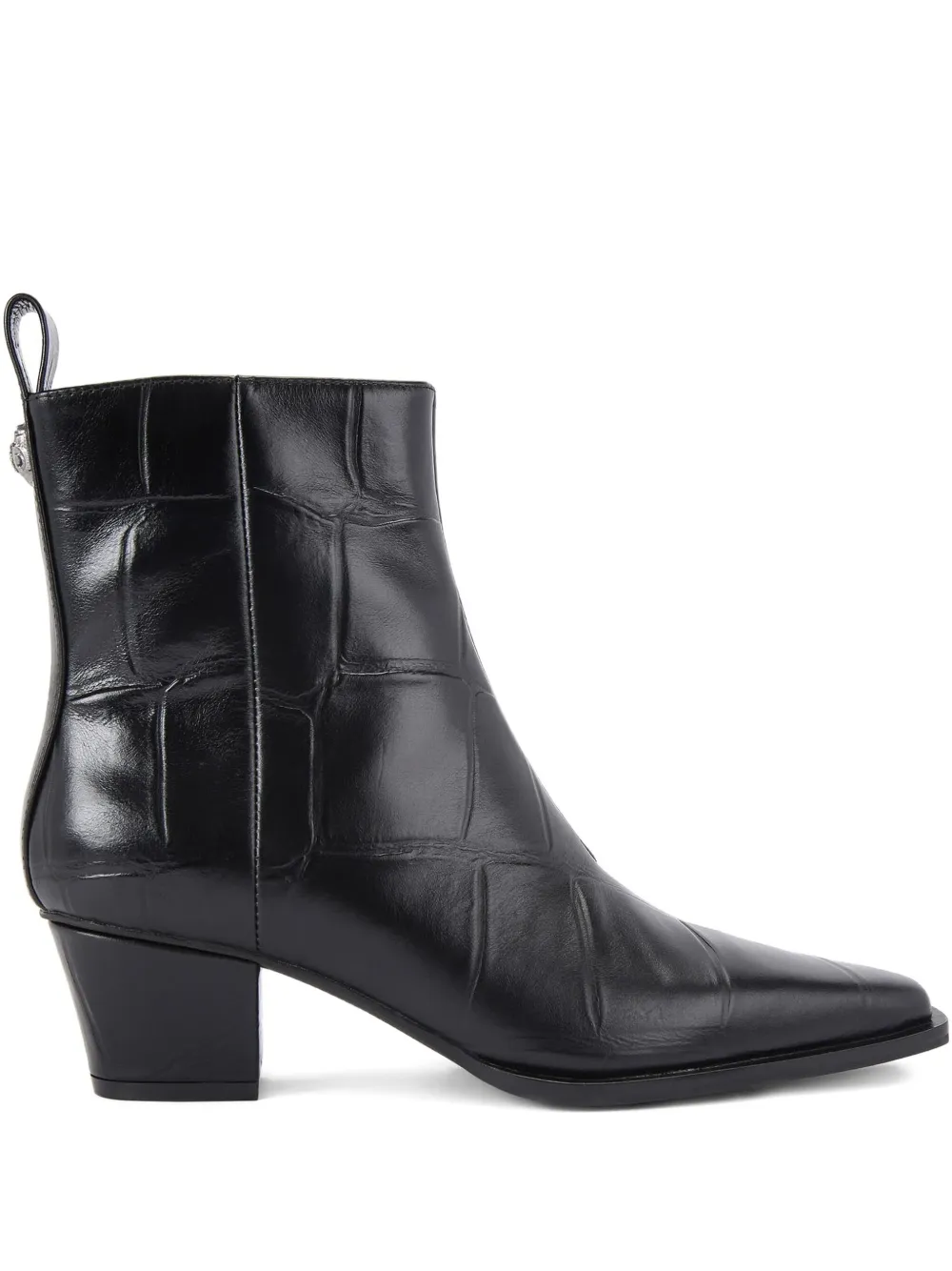 Kurt Geiger London 48mm croc-embossed eagle ankle boot Zwart