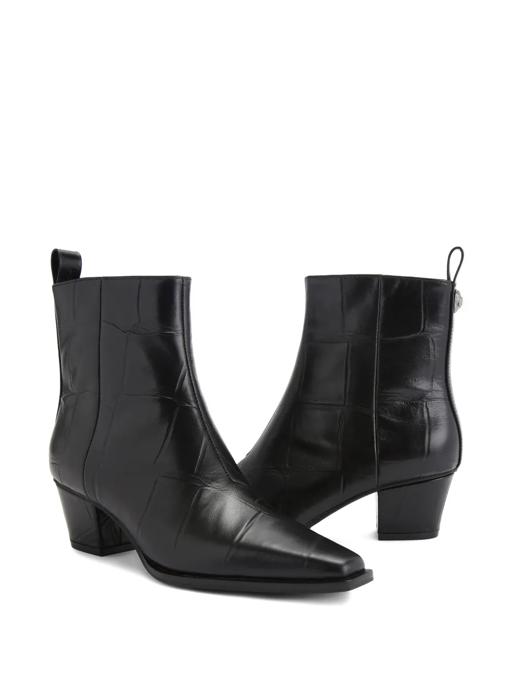 Kurt Geiger London 48mm croc-embossed eagle ankle boot Zwart