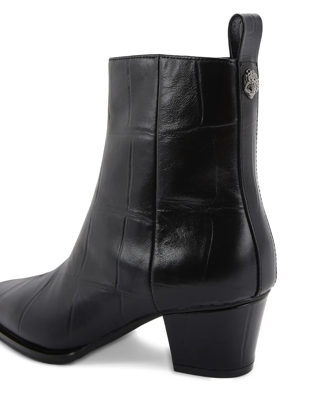 Kurt Geiger London 48 mm enkellaarzen met krokodillen-reliëf Zwart