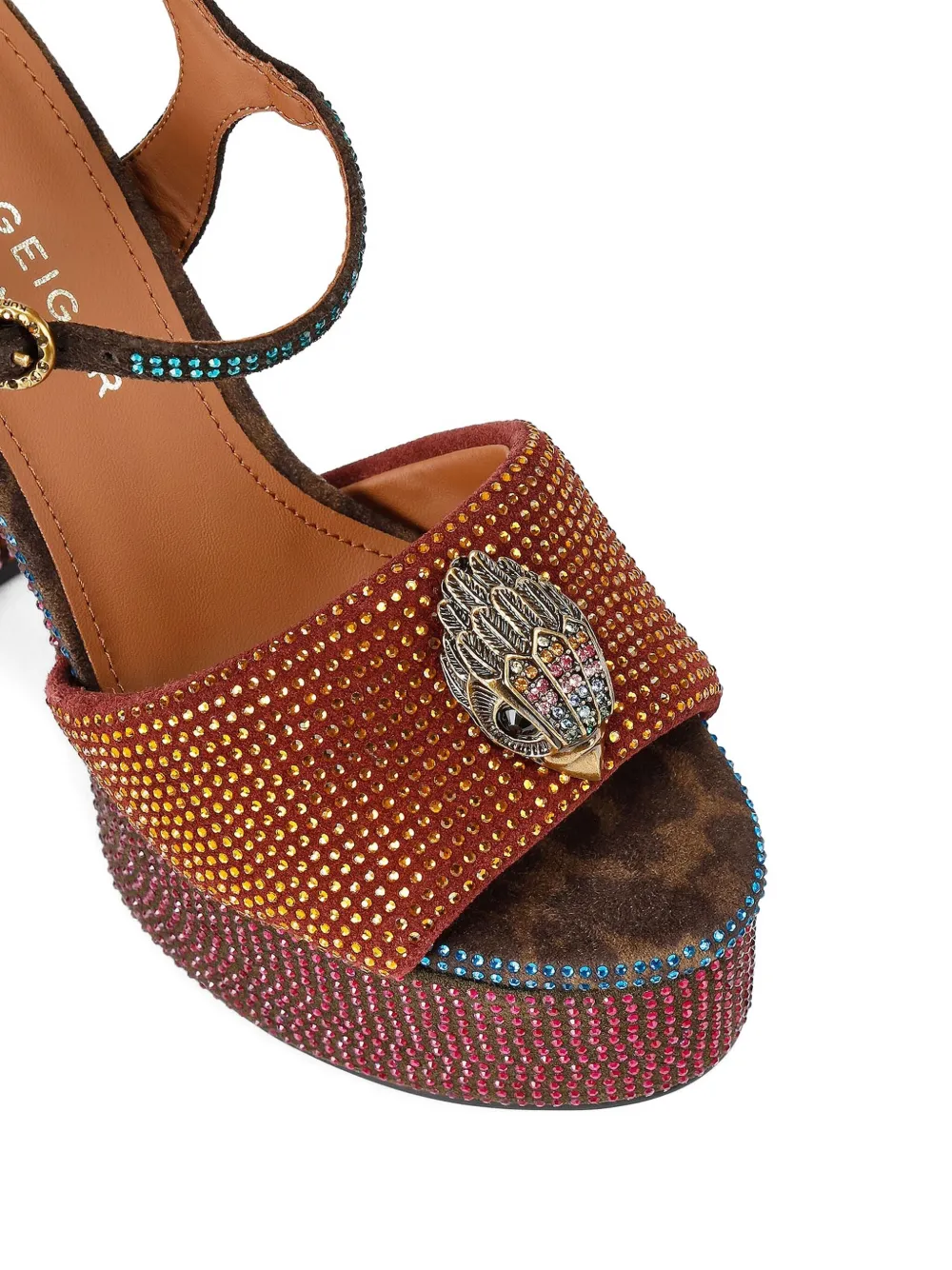 Kurt Geiger London 125 mm Kensington verfraaide sandalen met plateauzool Bruin