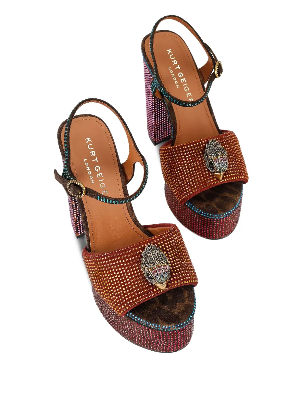 Kurt Geiger London 125 mm Kensington verfraaide sandalen met plateauzool Bruin