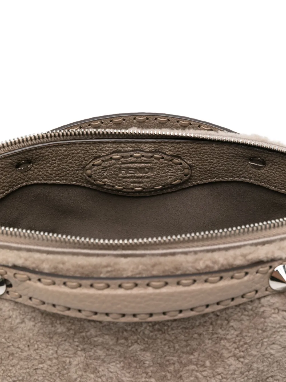 Fendi Leather Shoulder Bag In Neutral