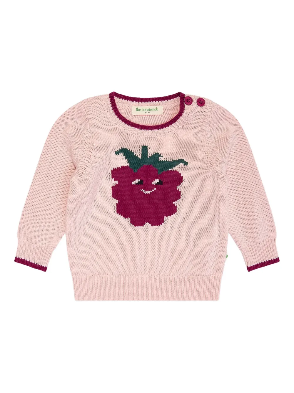 The Bonnie Mob Kids Ellis raspberry-appliqué sweater - ピンク The Bonnie Mob Kids Ellis raspberry-appliqué sweater - ピンク