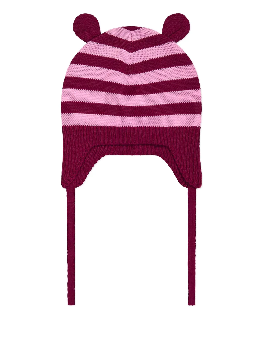 The Bonnie Mob Kids Damson striped ear-flap hat - Rosso