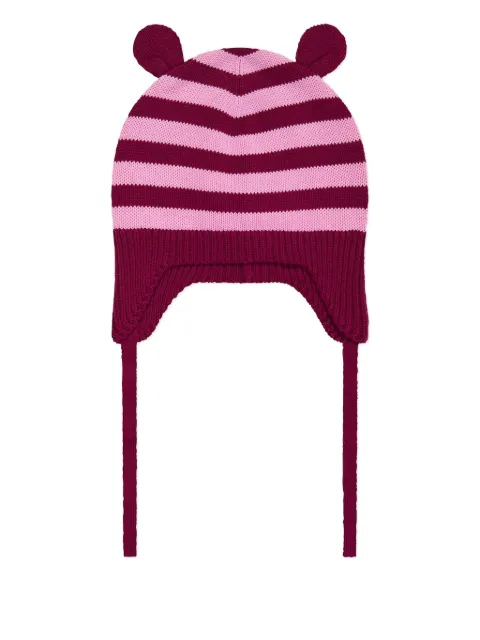 The Bonnie Mob Kids Damson striped ear-flap hat
