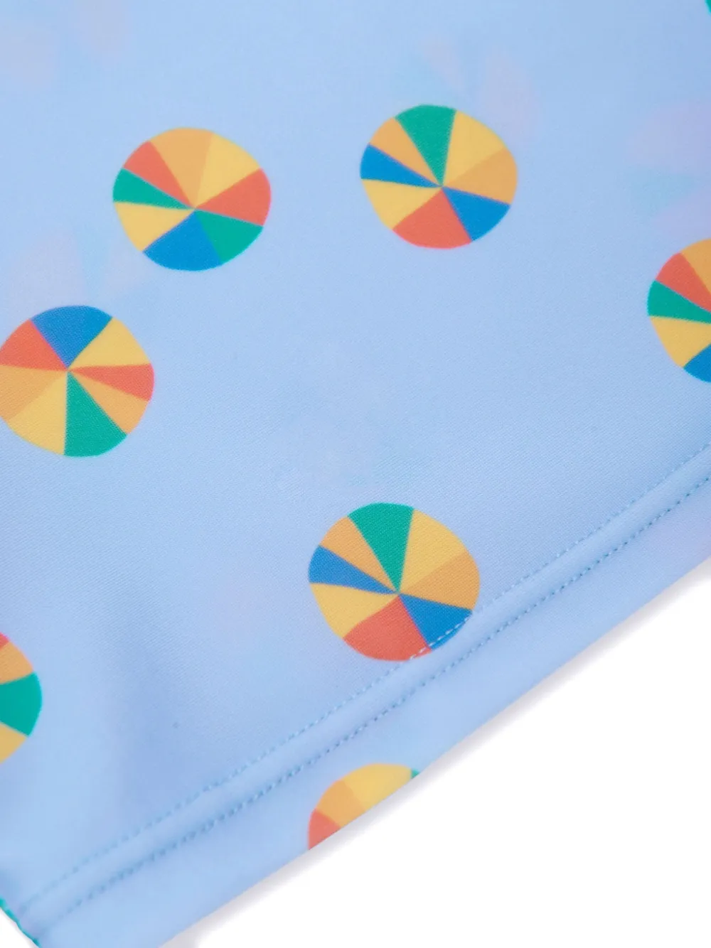 The Bonnie Mob Kids Wake top met strandbalprint en rond hoge hals Blauw