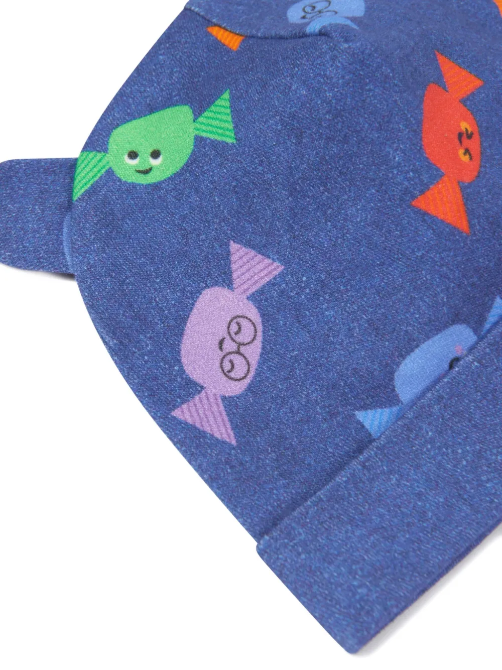 The Bonnie Mob Candy-print Ear-flap Hat In Blue