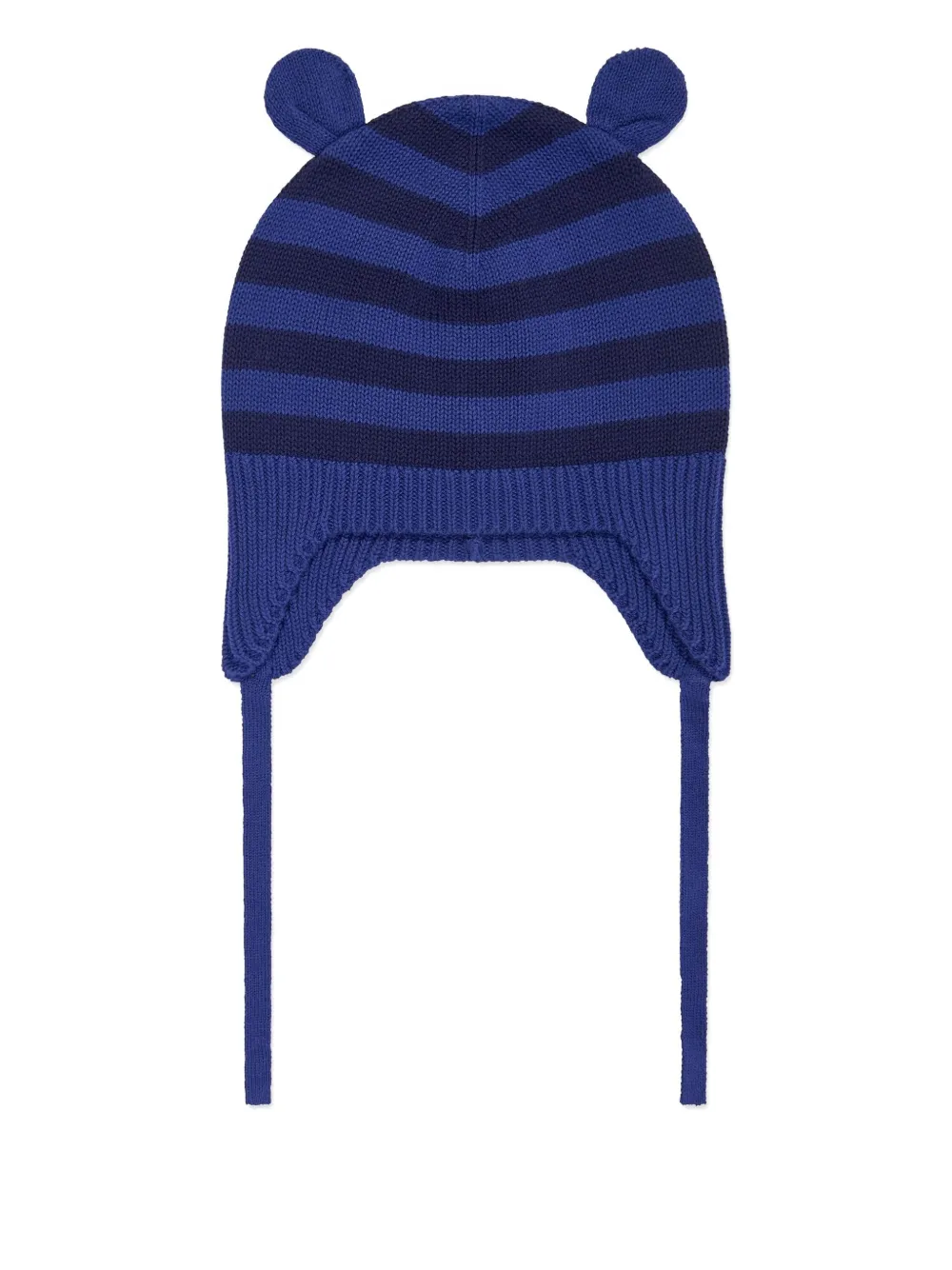 The Bonnie Mob Kids Damson gestreepte muts met oorkleppen Blauw