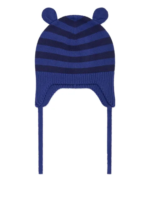 The Bonnie Mob Kids Damson striped ear-flap hat