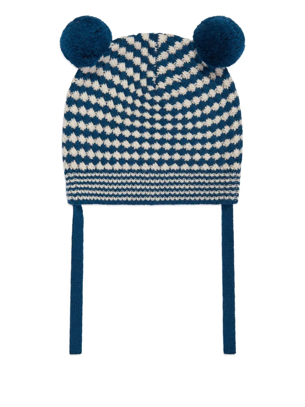 The Bonnie Mob Kids Hazel pom-pom checkered hat - Blauw