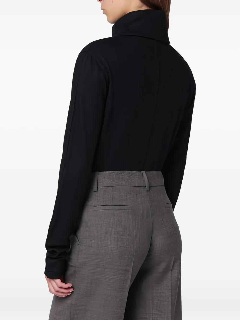 Entire Studios Wool Zip Collar Long Sleeve Top In Black
