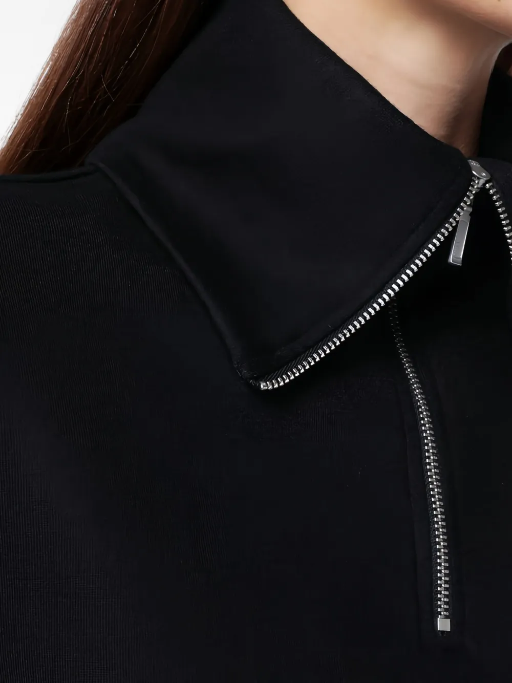 Entire Studios Wool Zip Collar Long Sleeve Top In Black