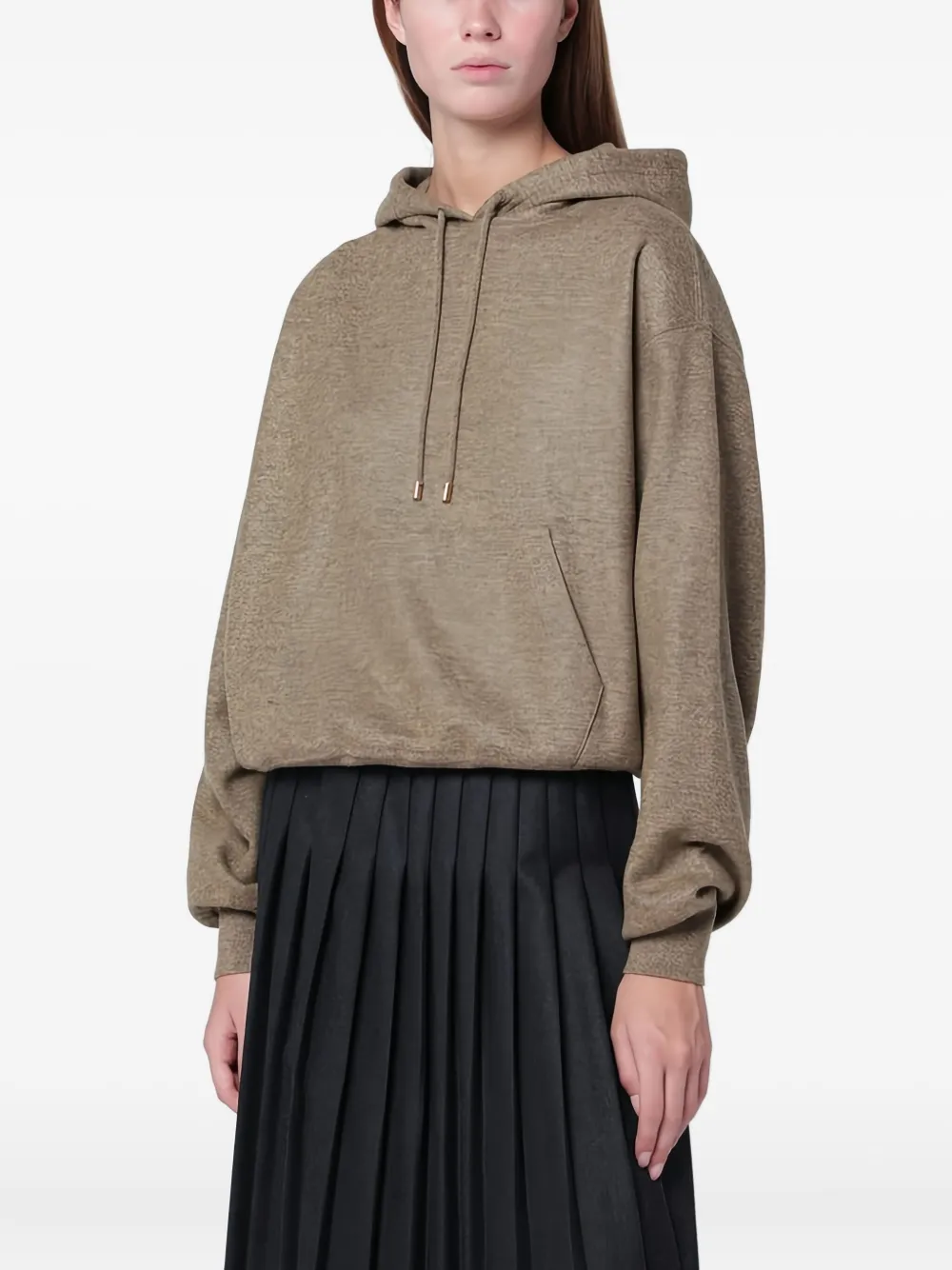 Loro Piana hooded wood grain melange hoodie - Marrone