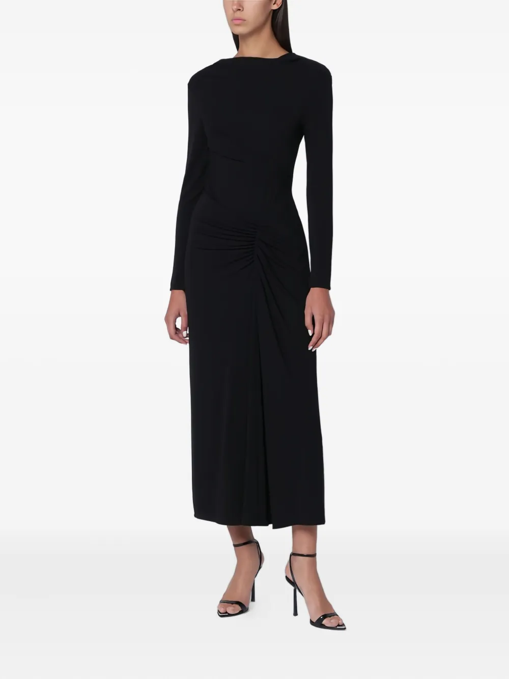 Simkhai vestido midi con diseño fruncido | negro | Image 1