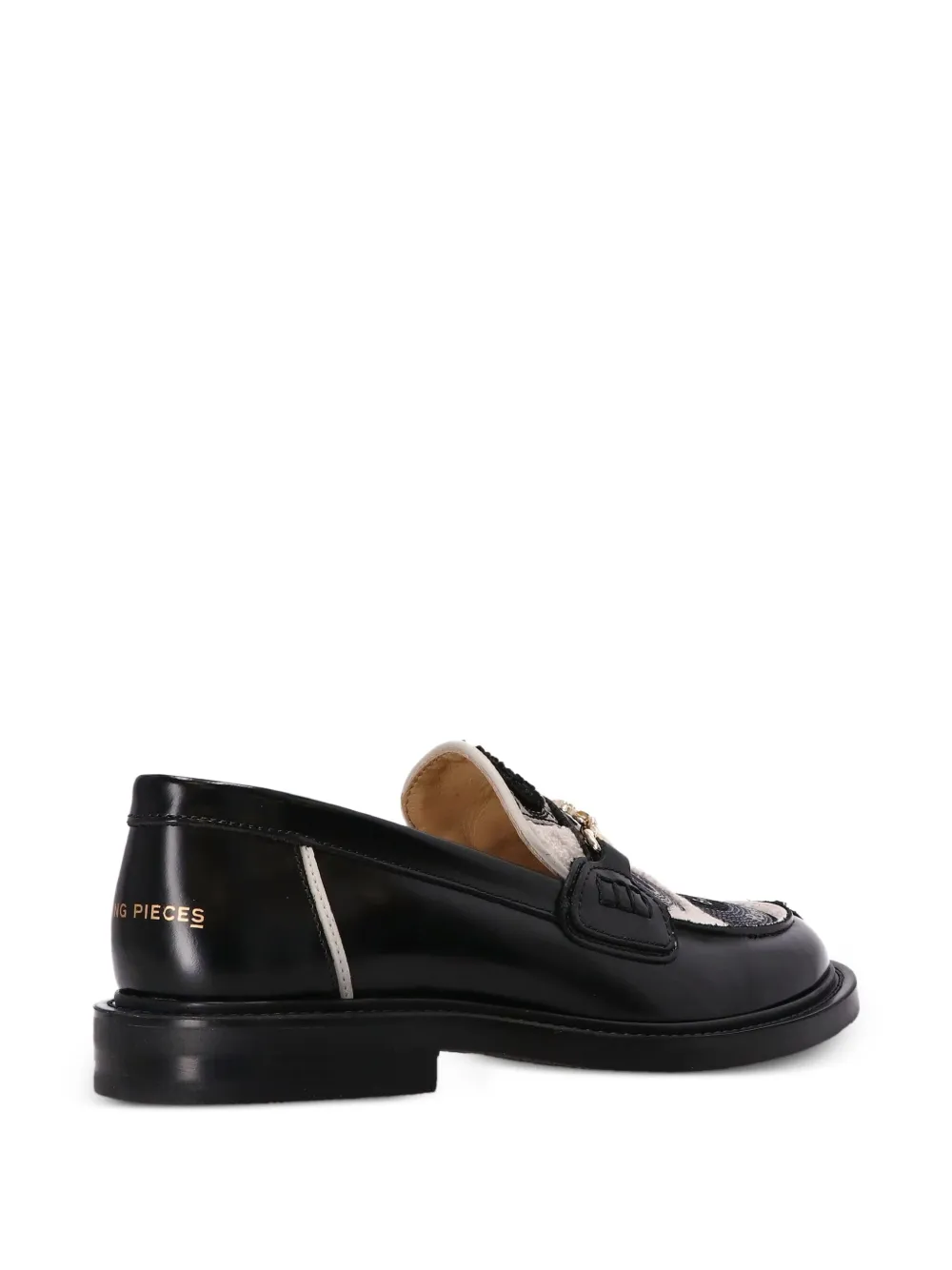 Filling Pieces Leren loafers met grafisch patroon Zwart
