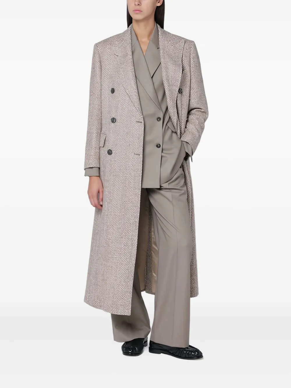 Tagliatore Jas met dubbele rij knopen Beige