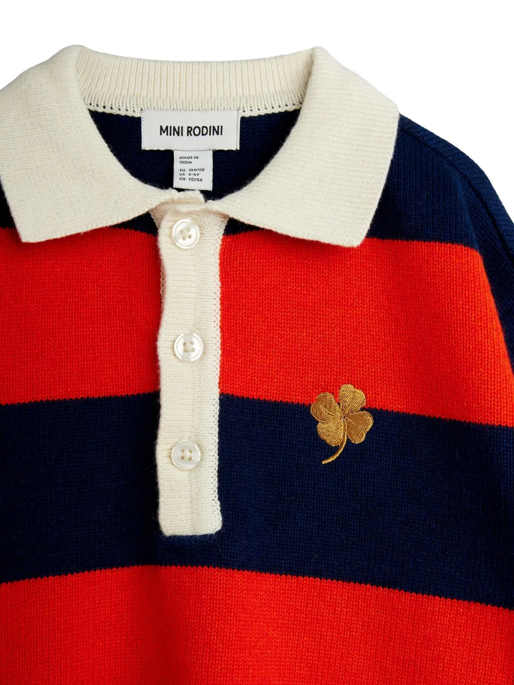 Mini Rodini Gestreept klaverblad poloshirt Rood
