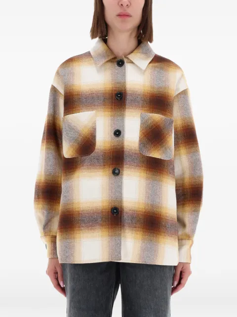 AMISH plaid-pattern pocket overshirt