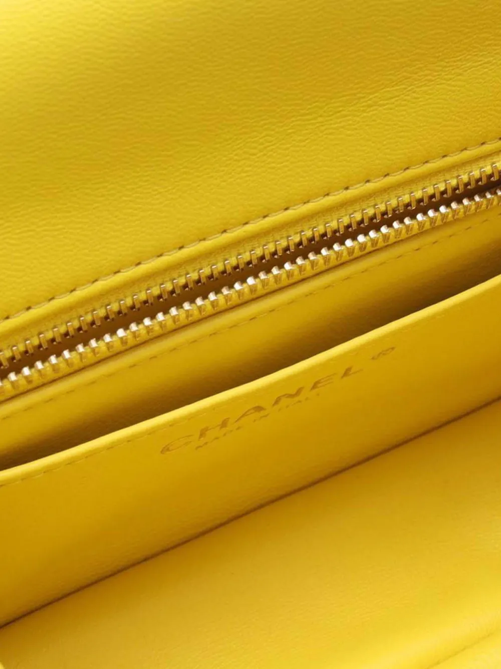 Pre-owned Chanel 2021-2025 Mini Square Classic Lambskin Pearl Crush Single Flap Crossbody Bag In Yellow