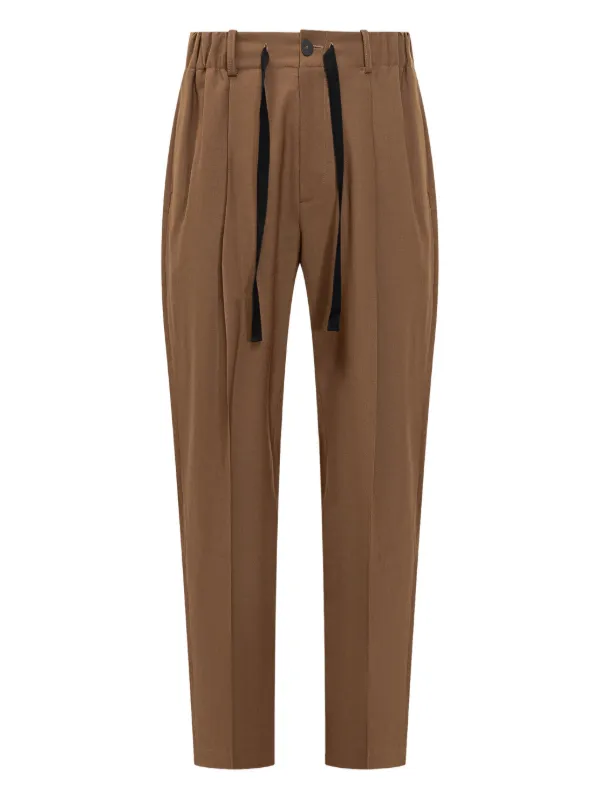 Studio Nicholson Elasticated-drawcord Trousers in Brown