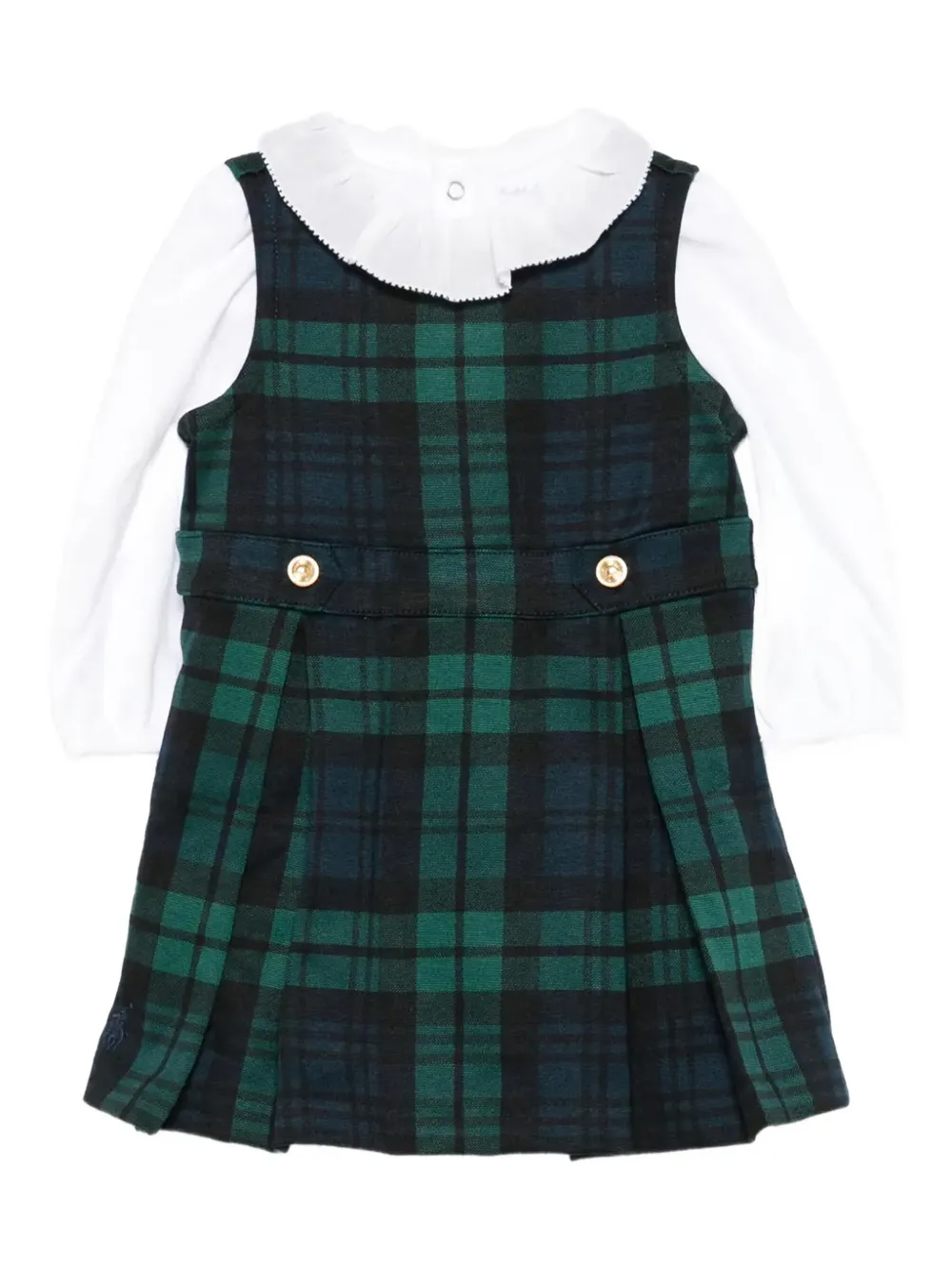 POLO RALPH LAUREN KIDS Geruit jurkset met knopen Groen