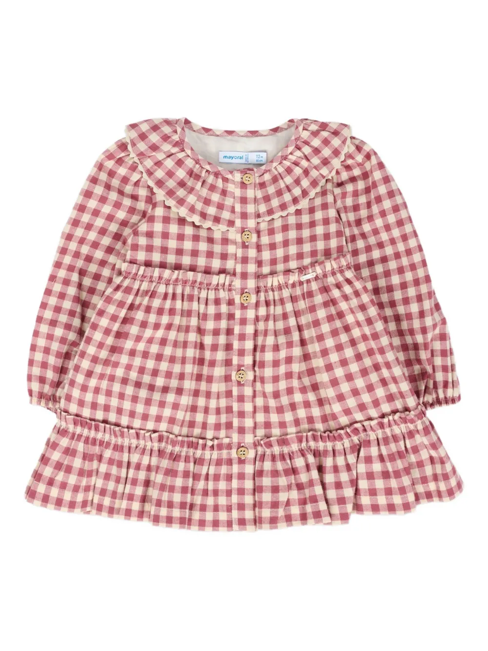 Mayoral gingham-print ruffled dress - Pink