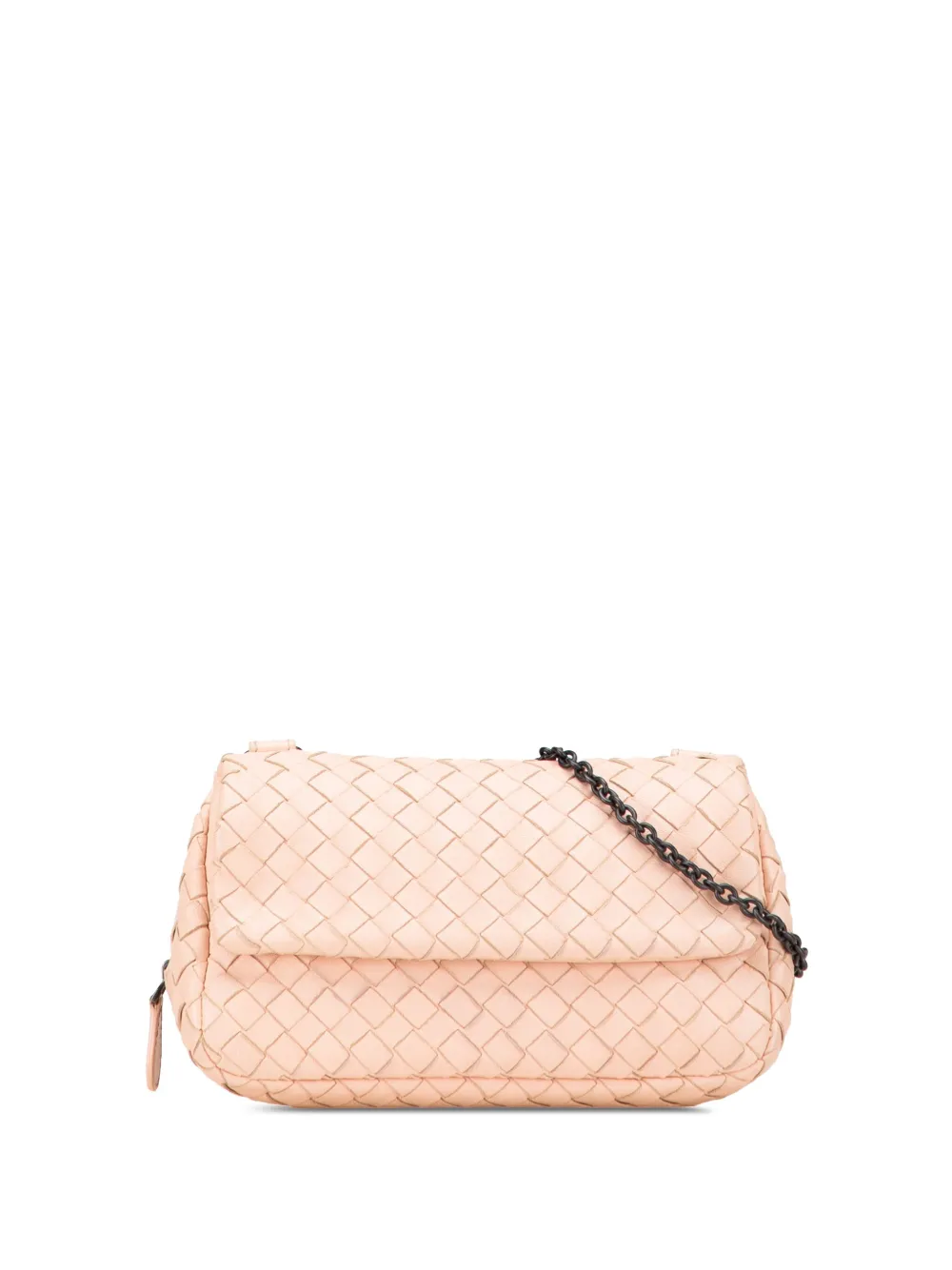 Pre-owned Bottega Veneta 2012-2025 Mini Nappa Intrecciato Expandable Chain Crossbody Bag In Brown