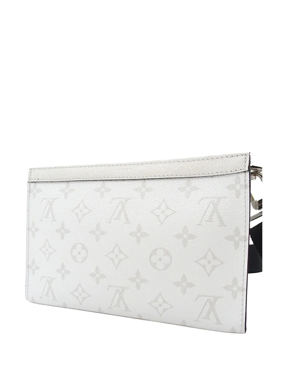Pre-owned Louis Vuitton 2021-2025 Monogram Taigarama Gaston Wearable Wallet Crossbody Bag In White