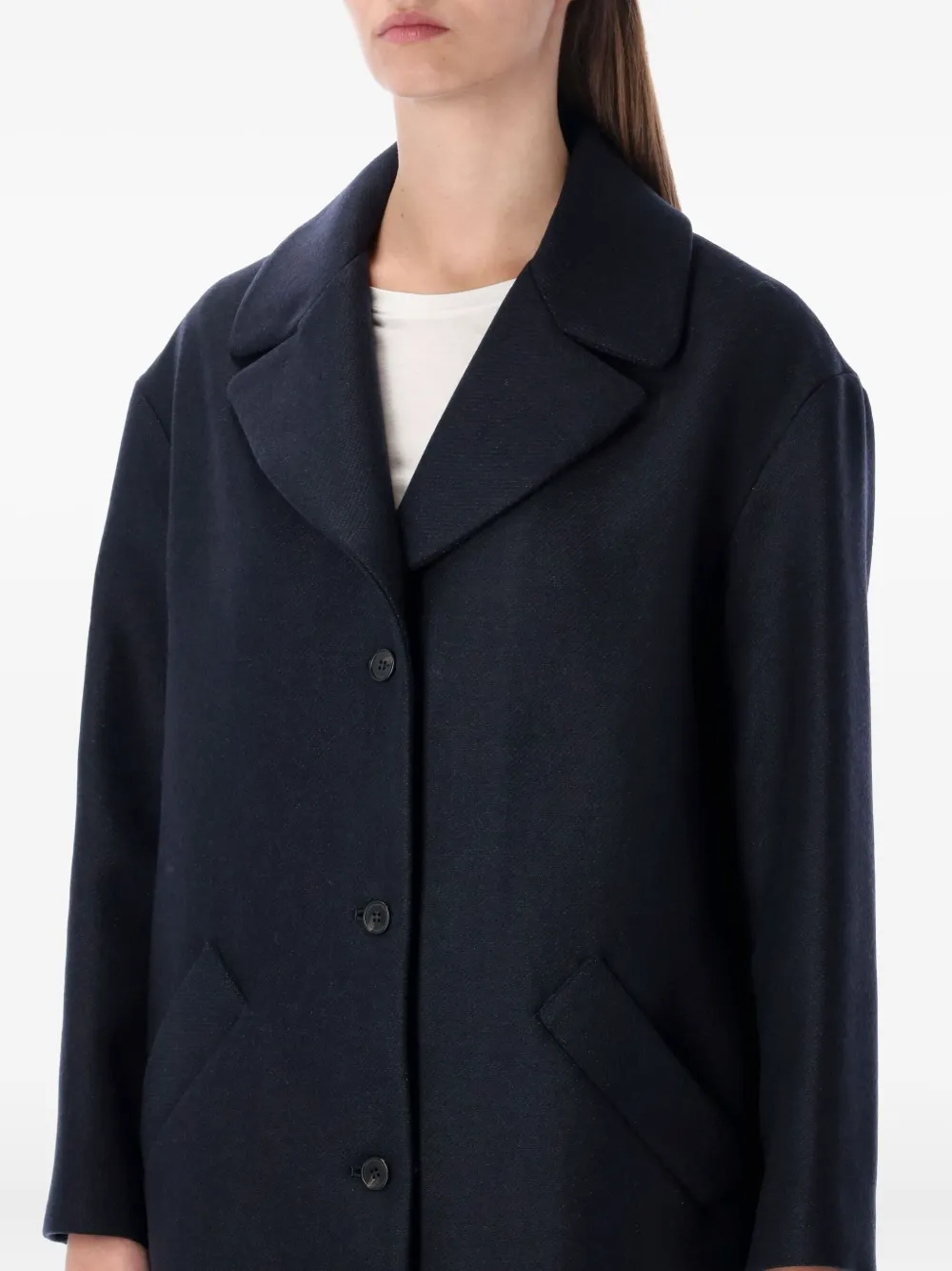 Apc Long Notched Lapel Single Breasted Coat In Black