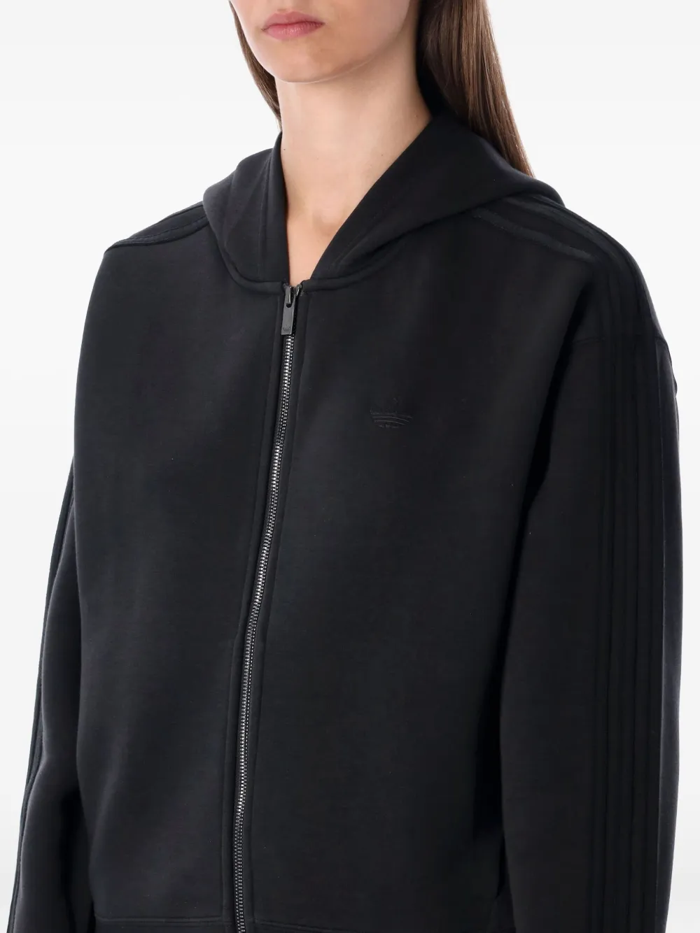 Adidas Originals Adicolor 3-stripes Zip Hoodie In Black