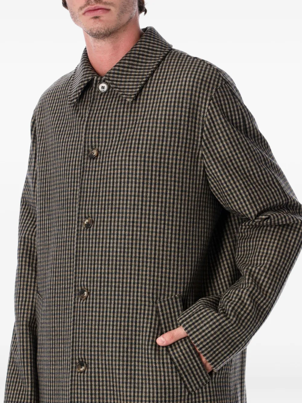 A.P.C. buttoned checked coat - ブラウン A.P.C. buttoned checked coat - ブラウン