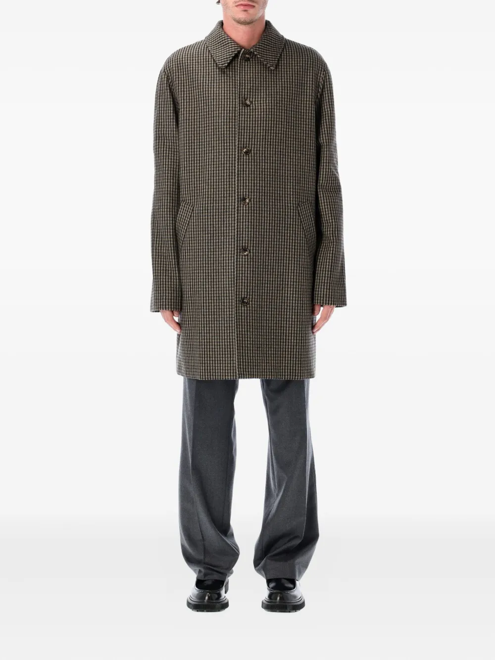 Apc Buttoned Checked Coat In Multi
