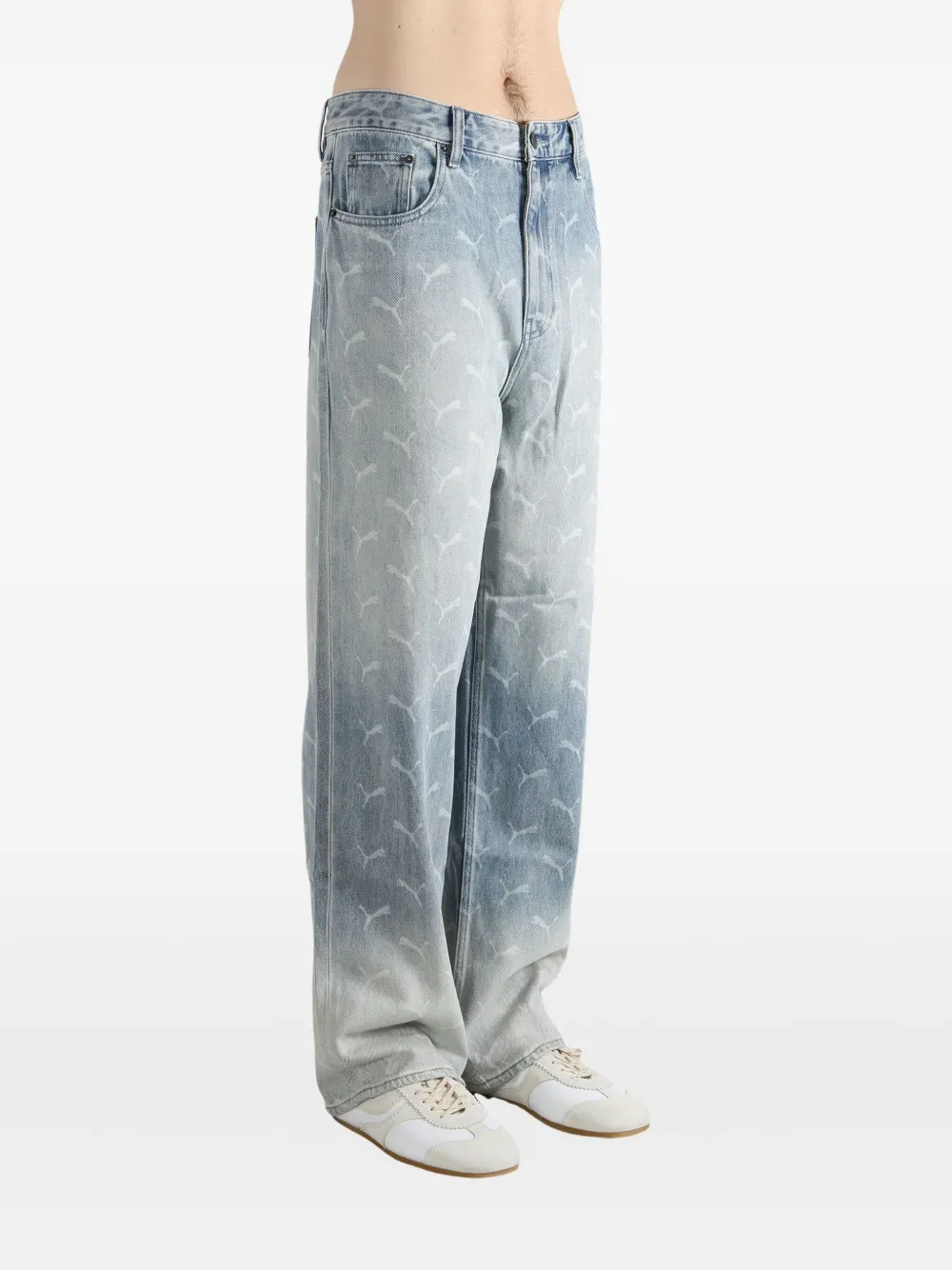 Puma Wide-leg Jeans In Gray
