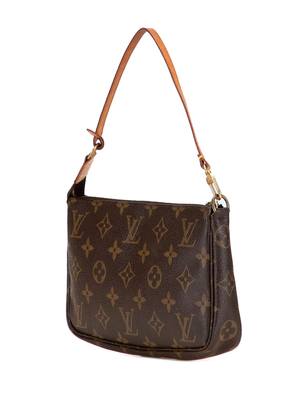Pre-owned Louis Vuitton 2001 Monogram Pochette Accessoires Shoulder Bag In Brown