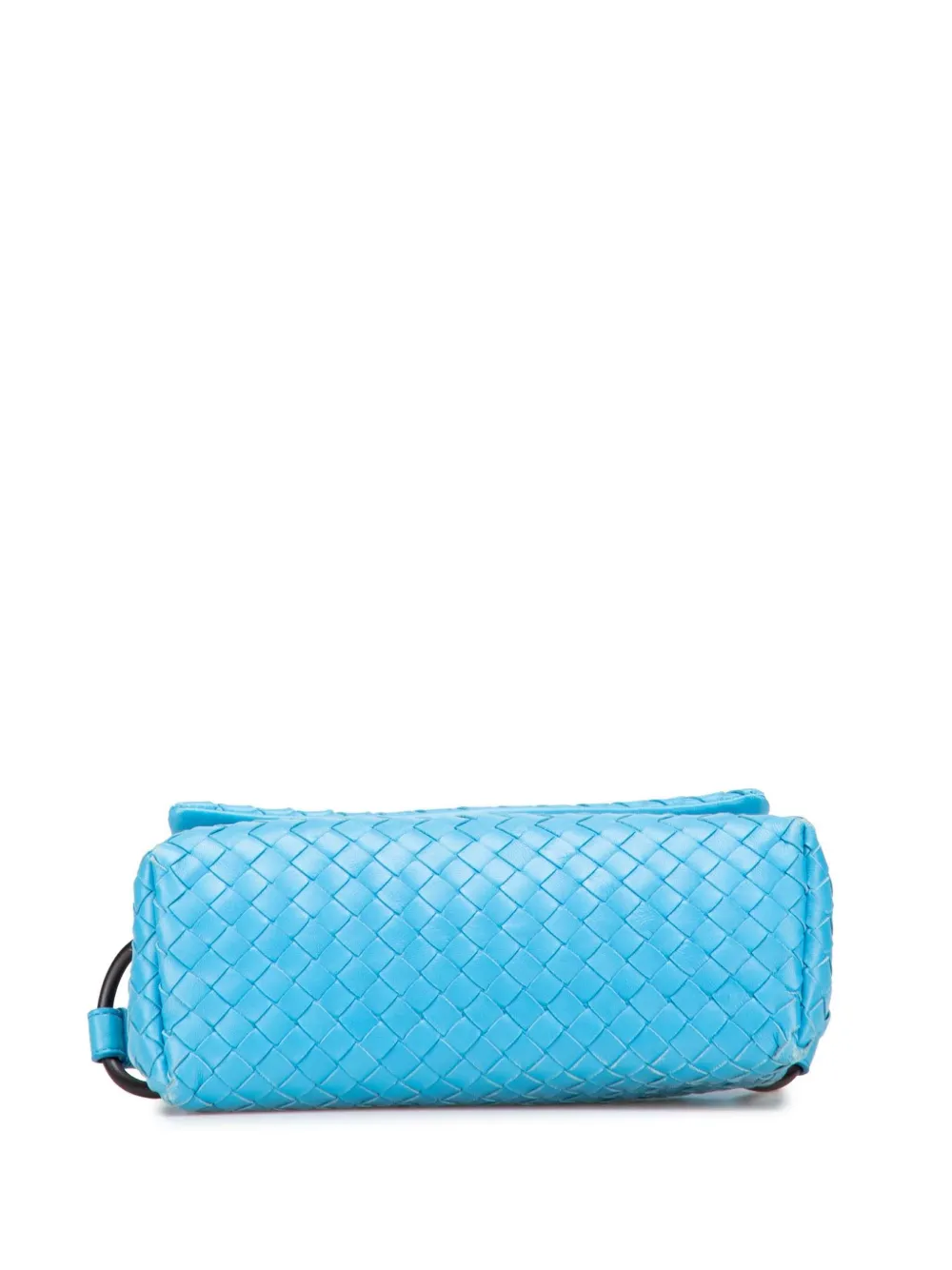 Pre-owned Bottega Veneta 2012-2025 Nappa Intrecciato Flap Crossbody Bag In Blue