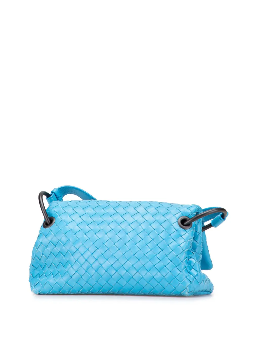 Pre-owned Bottega Veneta 2012-2025 Nappa Intrecciato Flap Crossbody Bag In Blue