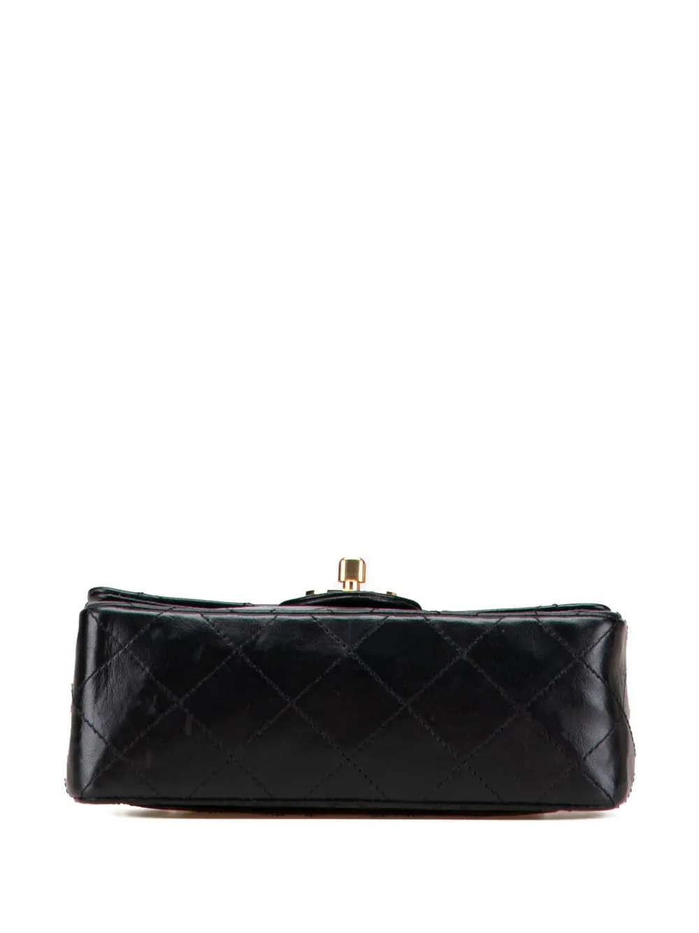 Pre-owned Chanel 1986-1988 Mini Square Classic Lambskin Single Flap Crossbody Bag In Black