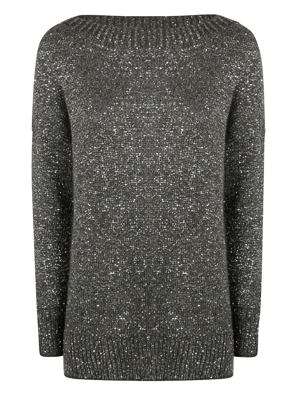 D Exterior D.exterior Boatneck Sequins Soft Long Sweater In Green
