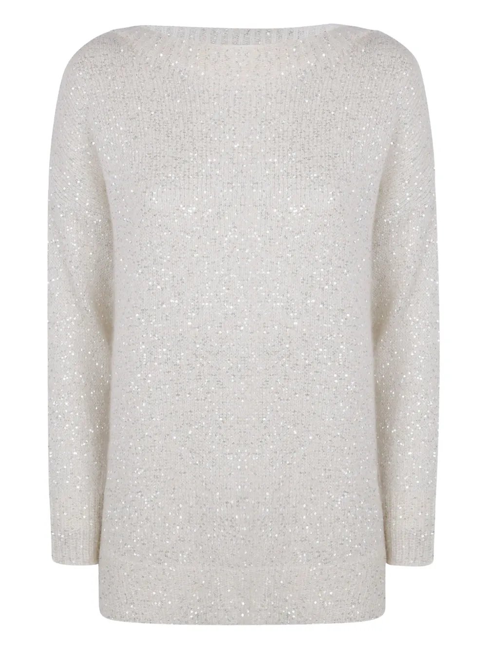 D Exterior D.exterior Boatneck Sequins Soft Long Sweater In Gray