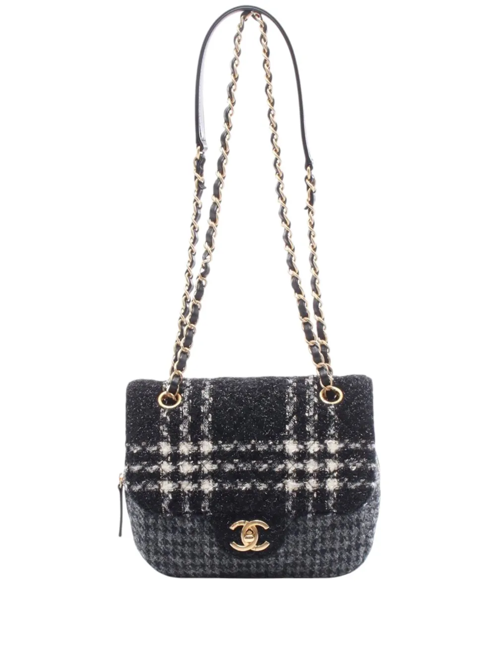 CHANEL Pre-Owned 2021-2025 Small CC Wool Tweed Flap shoulder bag | Black | Image 1
