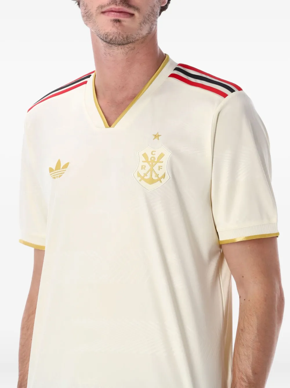 adidas T-shirt met V-hals Beige
