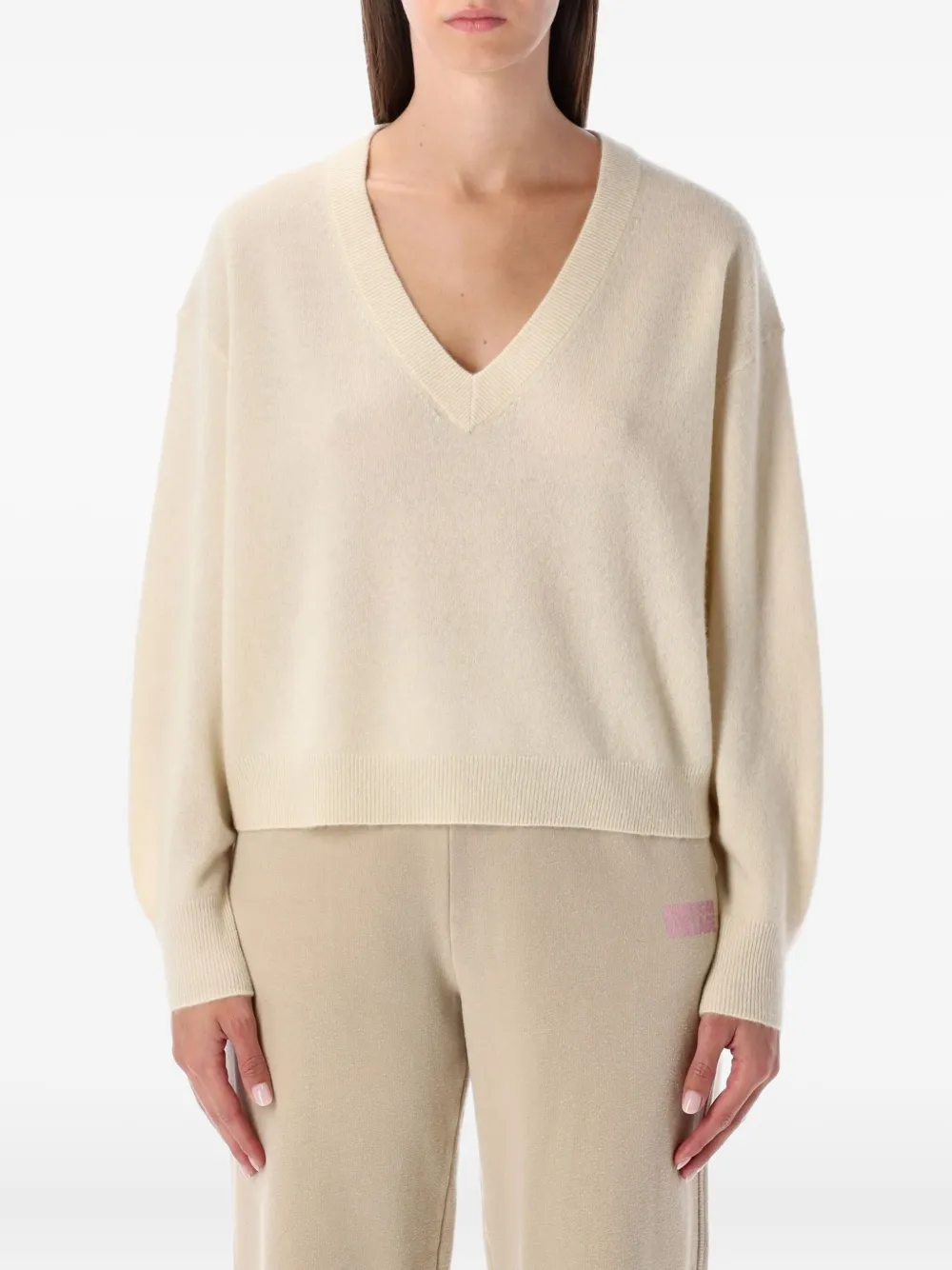 American Vintage Raxow Wool V-neck Sweater In Neutral