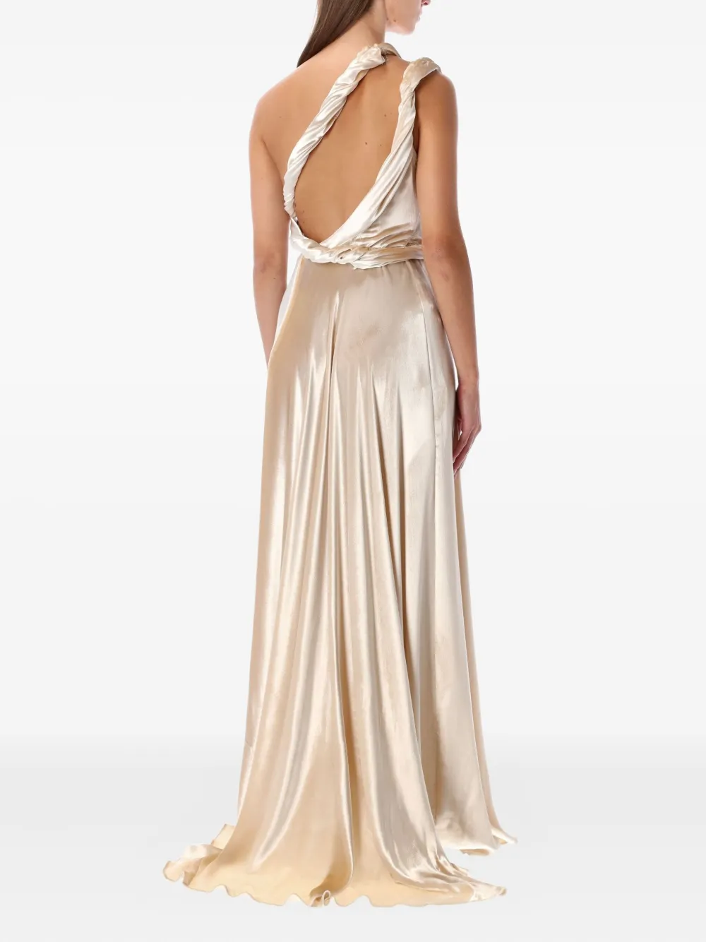 Alberta Ferretti one-shoulder twisted maxi dress - Goud