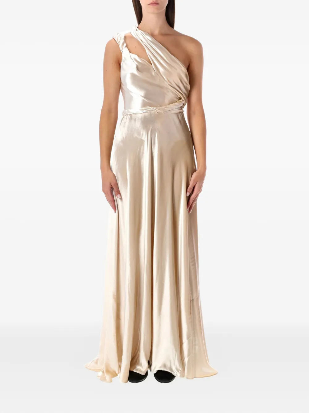 Alberta Ferretti one-shoulder twisted maxi dress | Gold | Image 1